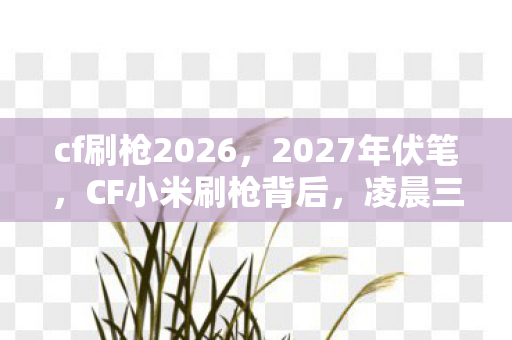 cf刷枪2026,2027年伏笔,CF小米刷枪背后,凌晨三点谁在等我?鼻子一酸 cf刷枪2026,2027年伏笔,CF小米刷枪背后,凌晨三点谁在等我?鼻子一酸