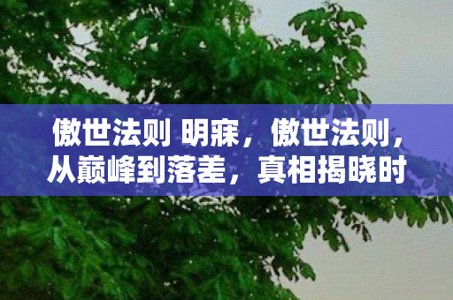 傲世法则 明寐,傲世法则,从巅峰到落差,真相揭晓时笑着笑着就哭了 傲世法则 明寐,傲世法则,从巅峰到落差,真相揭晓时笑着笑着就哭了