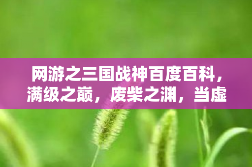 网游之三国战神百度百科,满级之巅,废柴之渊,当虚拟战神撞碎现实枷锁 网游之三国战神百度百科,满级之巅,废柴之渊,当虚拟战神撞碎现实枷锁