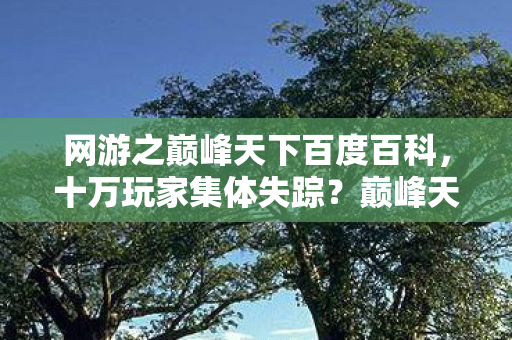 网游之巅峰天下百度百科,十万玩家集体失踪?巅峰天下惊天谜团竟被零氪少年一剑破防! 网游之巅峰天下百度百科,十万玩家集体失踪?巅峰天下惊天谜团竟被零氪少年一剑破防!