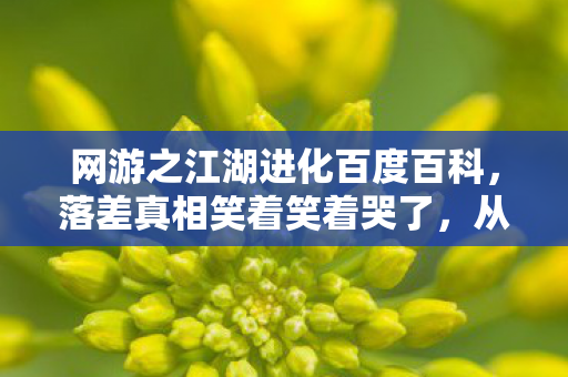 网游之江湖进化百度百科，落差真相笑着笑着哭了，从删号到秒登，我终究成了江湖的囚徒