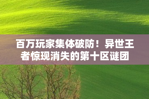 百万玩家集体破防!异世王者惊现消失的第十区谜团 百万玩家集体破防!异世王者惊现消失的第十区谜团