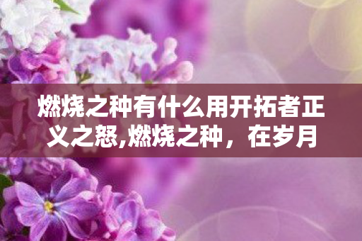 燃烧之种有什么用开拓者正义之怒,燃烧之种,在岁月原野上长出滚烫的光 燃烧之种有什么用开拓者正义之怒,燃烧之种,在岁月原野上长出滚烫的光