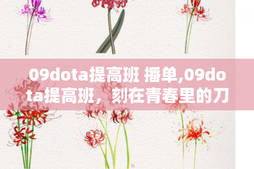09dota提高班 播单,09dota提高班，刻在青春里的刀塔启蒙指南
