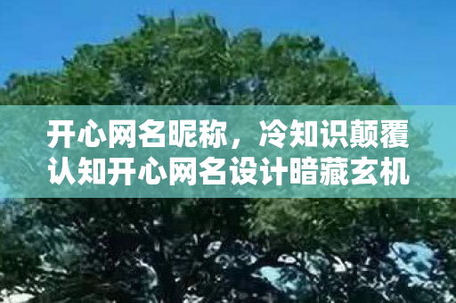 开心网名昵称，冷知识颠覆认知开心网名设计暗藏玄机，这些细节让你目瞪口呆！