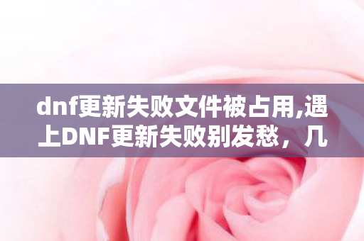 dnf更新失败文件被占用,遇上DNF更新失败别发愁，几步排查帮你快速回归阿拉德
