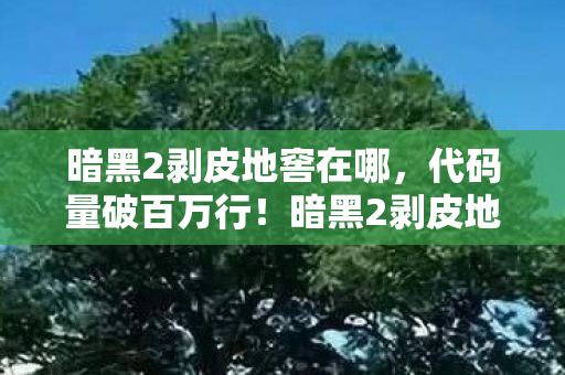 暗黑2剥皮地窖在哪,代码量破百万行!暗黑2剥皮地窖暗线揭秘,头皮发麻的虚拟帝国 暗黑2剥皮地窖在哪,代码量破百万行!暗黑2剥皮地窖暗线揭秘,头皮发麻的虚拟帝国