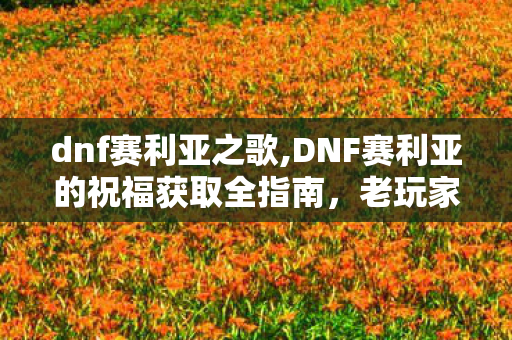 dnf赛利亚之歌,DNF赛利亚的祝福获取全指南,老玩家都在找的福利玩法汇总 dnf赛利亚之歌,DNF赛利亚的祝福获取全指南,老玩家都在找的福利玩法汇总
