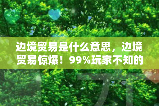 边境贸易是什么意思，边境贸易惊爆！99%玩家不知的3大猫腻，氪金上头到破产！