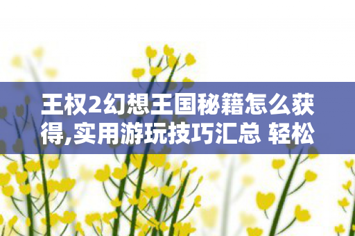 王权2幻想王国秘籍怎么获得,实用游玩技巧汇总 轻松打造繁荣奇幻领地 王权2幻想王国秘籍怎么获得,实用游玩技巧汇总 轻松打造繁荣奇幻领地