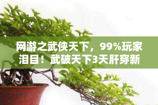 网游之武侠天下，99%玩家泪目！武破天下3天肝穿新手村，这痛并快乐谁懂啊！