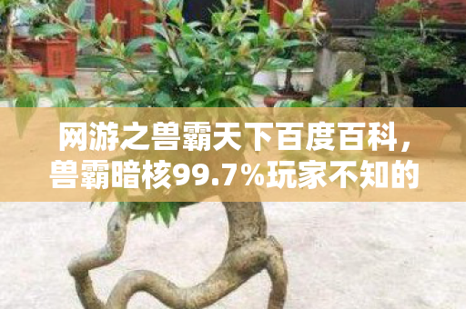 网游之兽霸天下百度百科,兽霸暗核99.7%玩家不知的隐藏数值链,策划连夜删库的真相! 网游之兽霸天下百度百科,兽霸暗核99.7%玩家不知的隐藏数值链,策划连夜删库的真相!