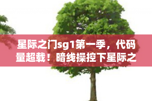 星际之门sg1第一季,代码量超载!暗线操控下星际之门SG1让玩家头皮发麻的赛博叛乱 星际之门sg1第一季,代码量超载!暗线操控下星际之门SG1让玩家头皮发麻的赛博叛乱