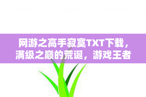 网游之高手寂寞TXT下载,满级之巅的荒诞,游戏王者,现实蝼蚁的灵魂震颤 网游之高手寂寞TXT下载,满级之巅的荒诞,游戏王者,现实蝼蚁的灵魂震颤