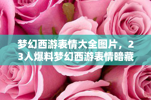 梦幻西游表情大全图片,23人爆料梦幻西游表情暗藏玄机?老炮,这破梗我十五年前就绷不住了! 梦幻西游表情大全图片,23人爆料梦幻西游表情暗藏玄机?老炮,这破梗我十五年前就绷不住了!