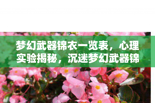 梦幻武器锦衣一览表，心理实验揭秘，沉迷梦幻武器锦衣的多巴胺陷阱，细思极恐！