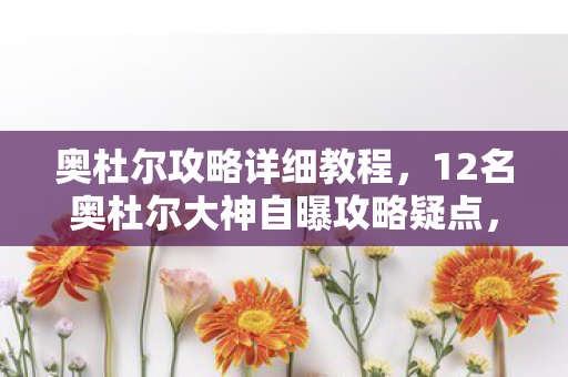 奥杜尔攻略详细教程，12名奥杜尔大神自曝攻略疑点，萌新听完集体绷不住，这副本还能这样玩？