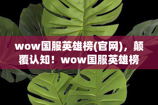 wow国服英雄榜(官网)，颠覆认知！wow国服英雄榜隐藏的冷知识，让你目瞪口呆！