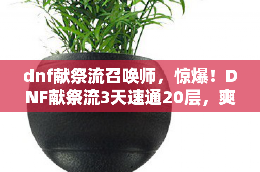 dnf献祭流召唤师，惊爆！DNF献祭流3天速通20层，爽到头皮发麻的逆天体验