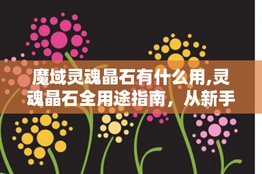 魔域灵魂晶石有什么用,灵魂晶石全用途指南，从新手期到毕业阶段的核心道具价值