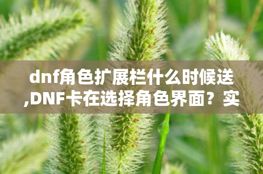 dnf角色扩展栏什么时候送,DNF卡在选择角色界面?实用排查方案帮你快速重回阿拉德 dnf角色扩展栏什么时候送,DNF卡在选择角色界面?实用排查方案帮你快速重回阿拉德