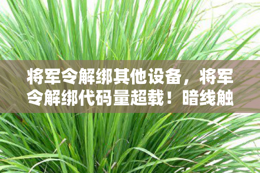 将军令解绑其他设备，将军令解绑代码量超载！暗线触发AI暴走，头皮发麻的数字文明起义
