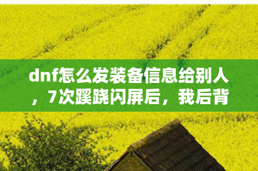 dnf怎么发装备信息给别人，7次蹊跷闪屏后，我后背发凉，DNF装备栏里藏着谁的呼吸？