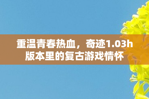 重温青春热血，奇迹1.03h版本里的复古游戏情怀