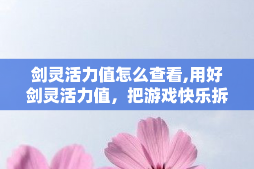 剑灵活力值怎么查看,用好剑灵活力值,把游戏快乐拆成日常小确幸 剑灵活力值怎么查看,用好剑灵活力值,把游戏快乐拆成日常小确幸