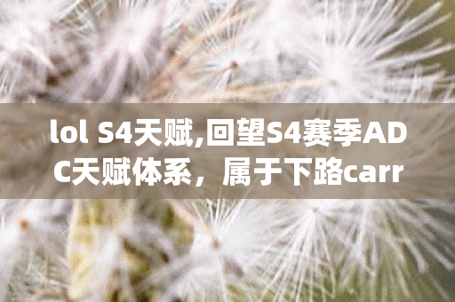 lol S4天赋,回望S4赛季ADC天赋体系，属于下路carry的黄金时代印记