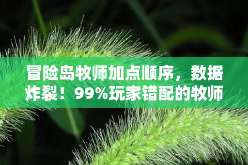 冒险岛牧师加点顺序，数据炸裂！99%玩家错配的牧师加点，竟藏着300%收益的复古狂潮
