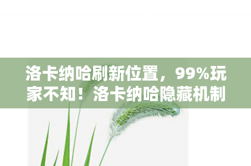 洛卡纳哈刷新位置，99%玩家不知！洛卡纳哈隐藏机制竟让战力飙升300%？真相颠覆认知！