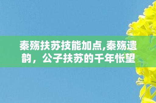 秦殇扶苏技能加点,秦殇遗韵,公子扶苏的千年怅望 秦殇扶苏技能加点,秦殇遗韵,公子扶苏的千年怅望