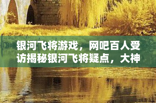 银河飞将游戏,网吧百人受访揭秘银河飞将疑点,大神绷不住泪洒当场 银河飞将游戏,网吧百人受访揭秘银河飞将疑点,大神绷不住泪洒当场