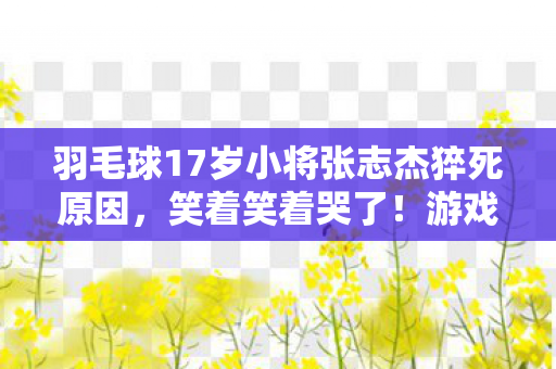 羽毛球17岁小将张志杰猝死原因,笑着笑着哭了!游戏烂到祖坟冒烟,17岁小将猝死真相竟成最后落差 羽毛球17岁小将张志杰猝死原因,笑着笑着哭了!游戏烂到祖坟冒烟,17岁小将猝死真相竟成最后落差