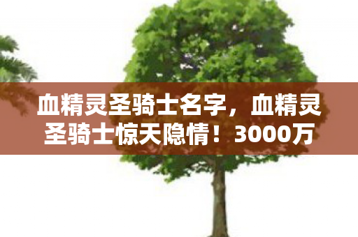 血精灵圣骑士名字,血精灵圣骑士惊天隐情!3000万预算玩法竟被砍,吓一跳! 血精灵圣骑士名字,血精灵圣骑士惊天隐情!3000万预算玩法竟被砍,吓一跳!