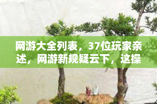 网游大全列表，37位玩家亲述，网游新规疑云下，这操作真让人绷不住了！