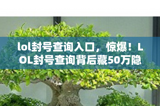 lol封号查询入口，惊爆！LOL封号查询背后藏50万隐情，真相让人吓一跳！