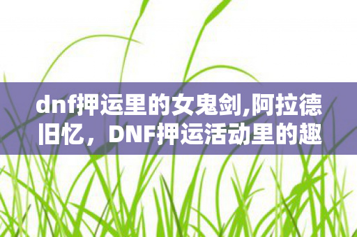 dnf押运里的女鬼剑,阿拉德旧忆,DNF押运活动里的趣味过往 dnf押运里的女鬼剑,阿拉德旧忆,DNF押运活动里的趣味过往