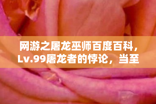 网游之屠龙巫师百度百科,Lv.99屠龙者的悖论,当至高战力成为灵魂枷锁的2027年 网游之屠龙巫师百度百科,Lv.99屠龙者的悖论,当至高战力成为灵魂枷锁的2027年