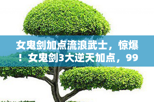 女鬼剑加点流浪武士,惊爆!女鬼剑3大逆天加点,99%玩家竟不知隐藏致命陷阱! 女鬼剑加点流浪武士,惊爆!女鬼剑3大逆天加点,99%玩家竟不知隐藏致命陷阱!