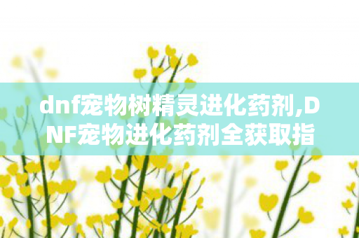dnf宠物树精灵进化药剂,DNF宠物进化药剂全获取指南 低成本解锁宠物满阶属性 dnf宠物树精灵进化药剂,DNF宠物进化药剂全获取指南 低成本解锁宠物满阶属性