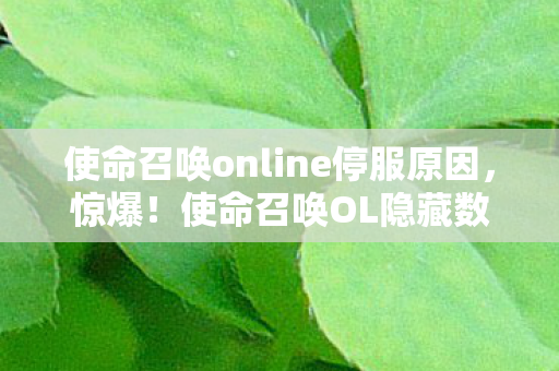 使命召唤online停服原因,惊爆!使命召唤OL隐藏数值,99%玩家不知的爆头率暗改玄机 使命召唤online停服原因,惊爆!使命召唤OL隐藏数值,99%玩家不知的爆头率暗改玄机