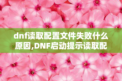 dnf读取配置文件失败什么原因,DNF启动提示读取配置文件失败?实用解决方法全整理 dnf读取配置文件失败什么原因,DNF启动提示读取配置文件失败?实用解决方法全整理