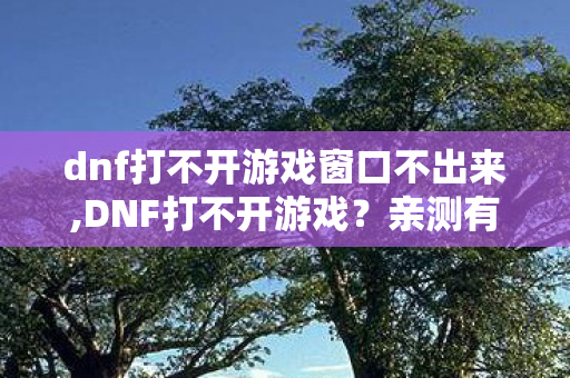 dnf打不开游戏窗口不出来,DNF打不开游戏？亲测有效的实用排查攻略来了