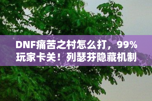 DNF痛苦之村怎么打，99%玩家卡关！列瑟芬隐藏机制大反转，通关竟靠反向操作？