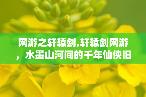 网游之轩辕剑,轩辕剑网游，水墨山河间的千年仙侠旧梦