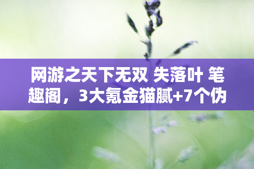 网游之天下无双 失落叶 笔趣阁,3大氪金猫腻+7个伪创新陷阱!这破游戏凭啥让我又爱又恨? 网游之天下无双 失落叶 笔趣阁,3大氪金猫腻+7个伪创新陷阱!这破游戏凭啥让我又爱又恨?