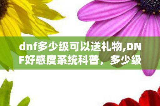 dnf多少级可以送礼物,DNF好感度系统科普，多少级解锁送礼功能全说明