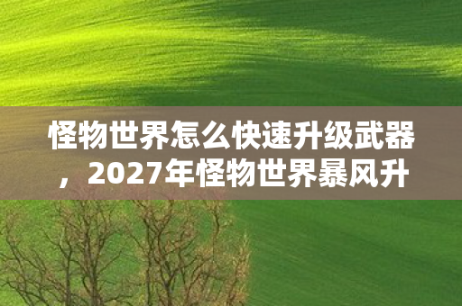 怪物世界怎么快速升级武器，2027年怪物世界暴风升级！99%玩家不知道的3大隐藏通道曝光！